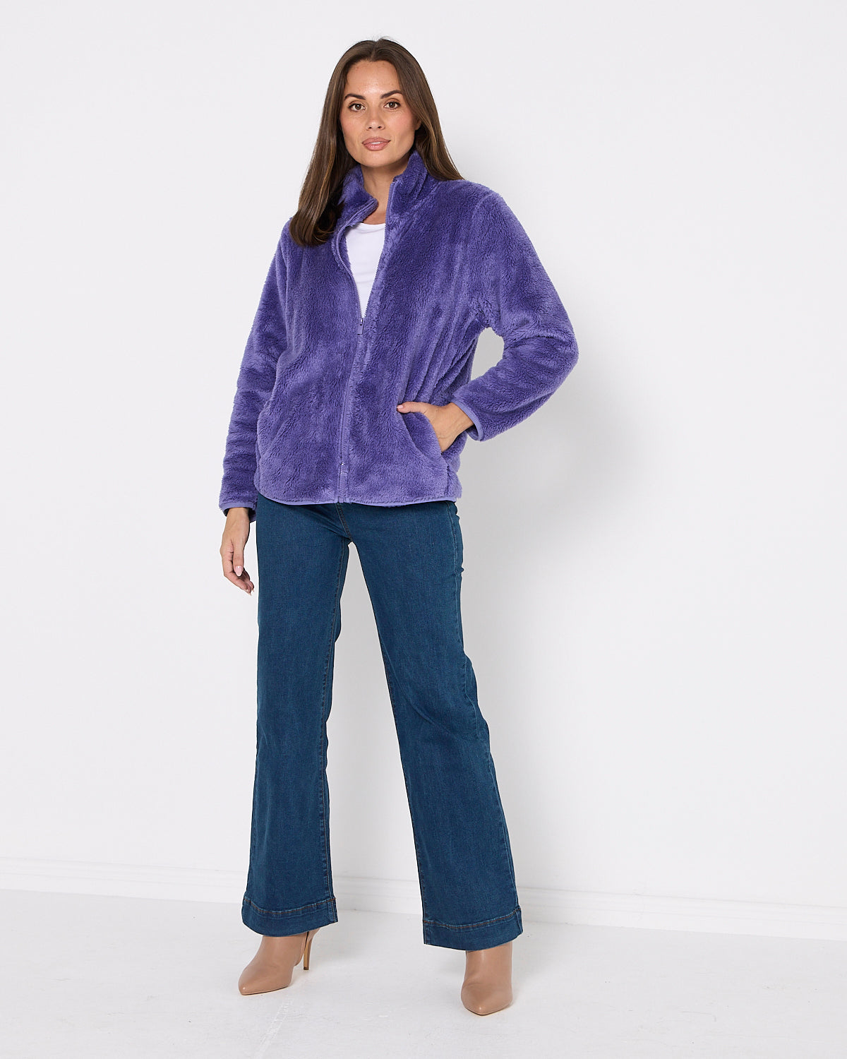 Harriet Fluffy Zip Jacket - Wisteria