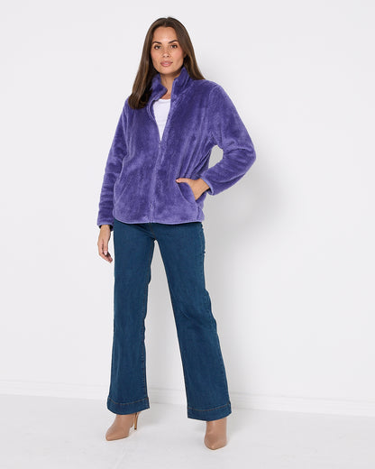 Harriet Fluffy Zip Jacket - Wisteria