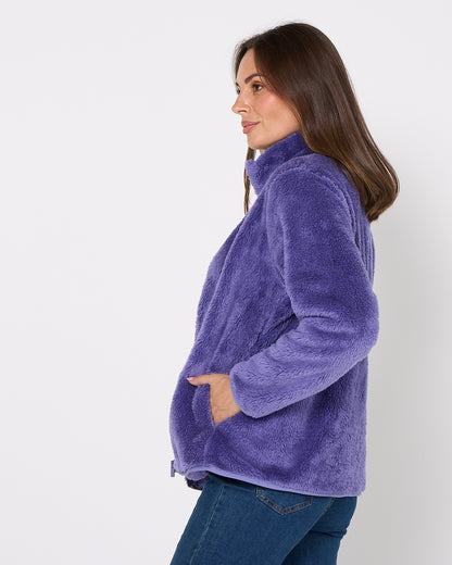 Harriet Fluffy Zip Jacket - Wisteria