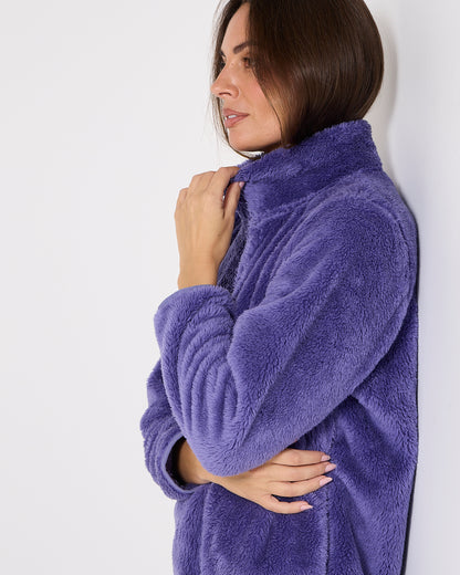 Harriet Fluffy Zip Jacket - Wisteria