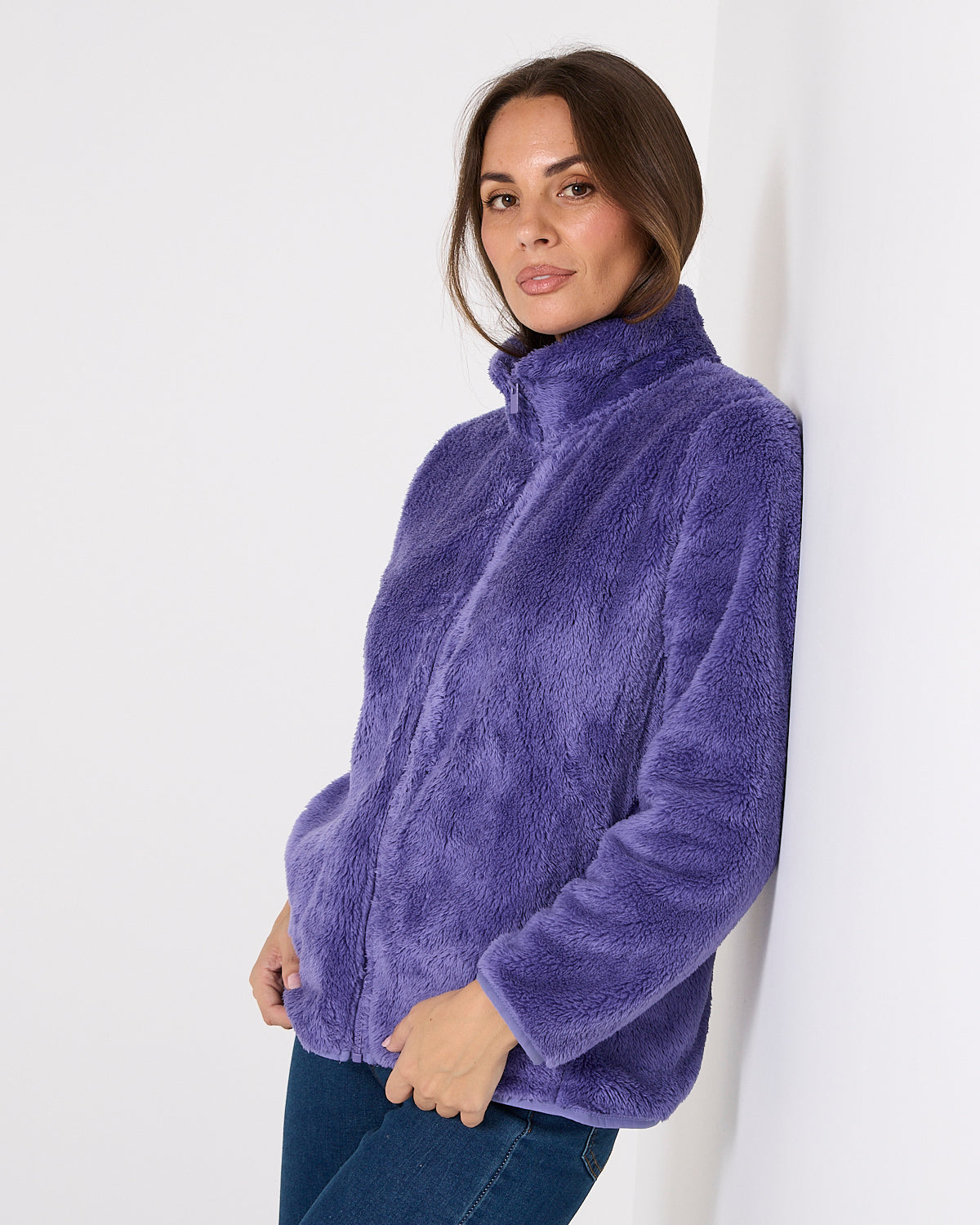 Harriet Fluffy Zip Jacket - Wisteria