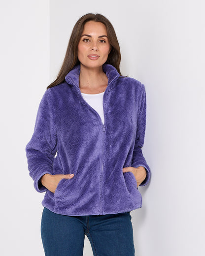 Harriet Fluffy Zip Jacket - Wisteria