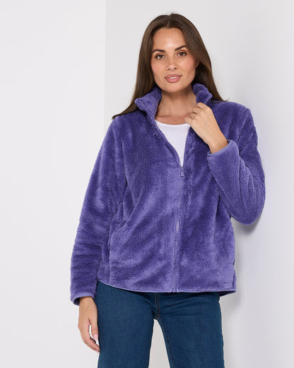 Harriet Fluffy Zip Jacket - Wisteria