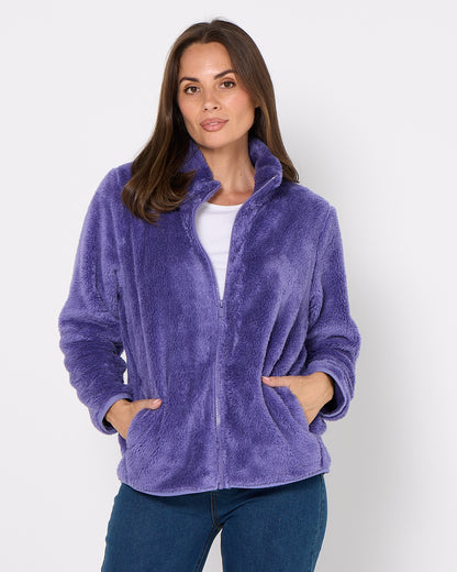 Harriet Fluffy Zip Jacket - Wisteria