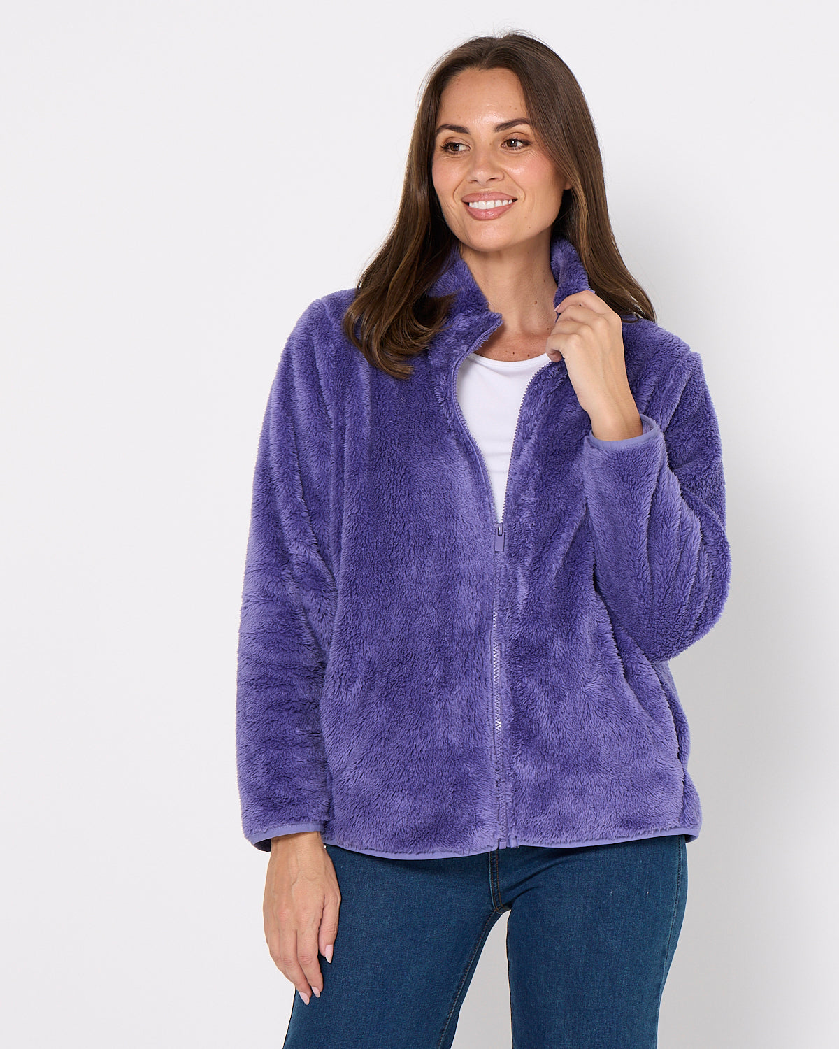 Harriet Fluffy Zip Jacket - Wisteria