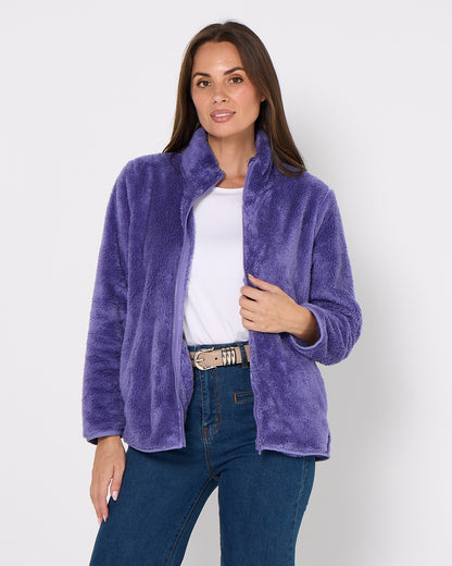 Harriet Fluffy Zip Jacket - Wisteria