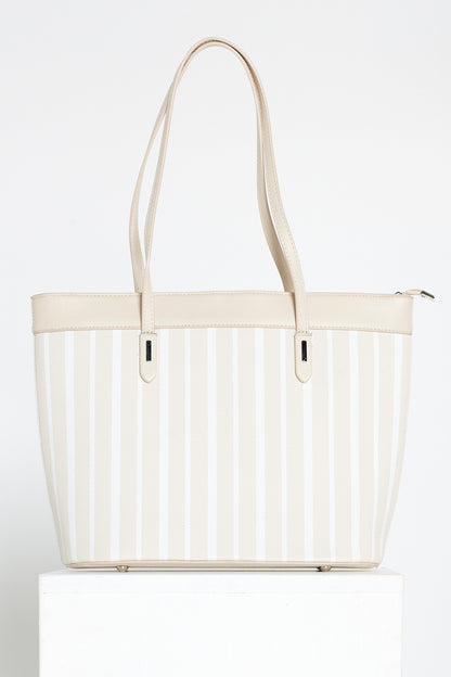 Marissa Tote Bag - Cream/Stripe