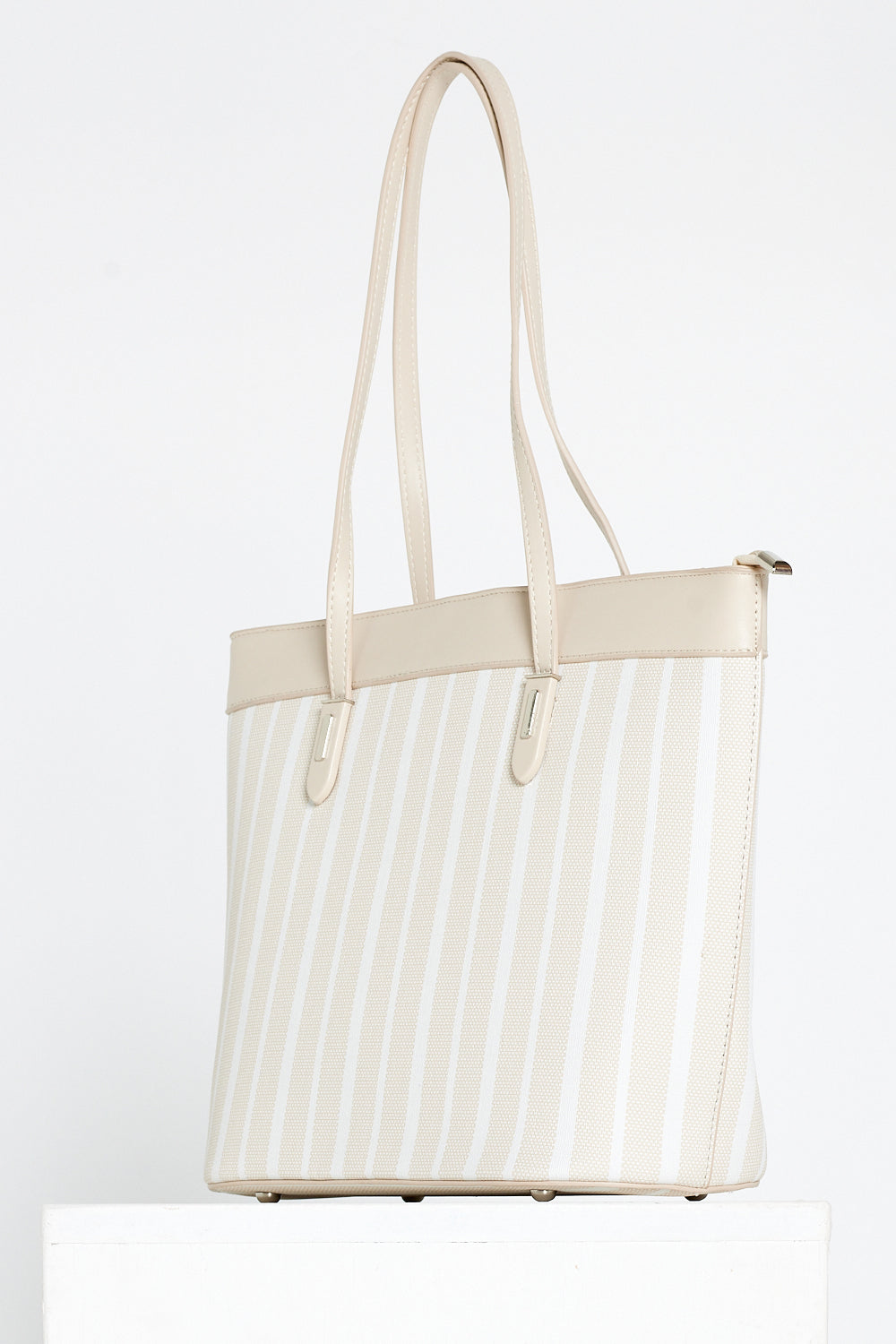 Marissa Tote Bag - Cream/Stripe