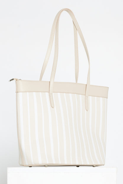 Marissa Tote Bag - Cream/Stripe