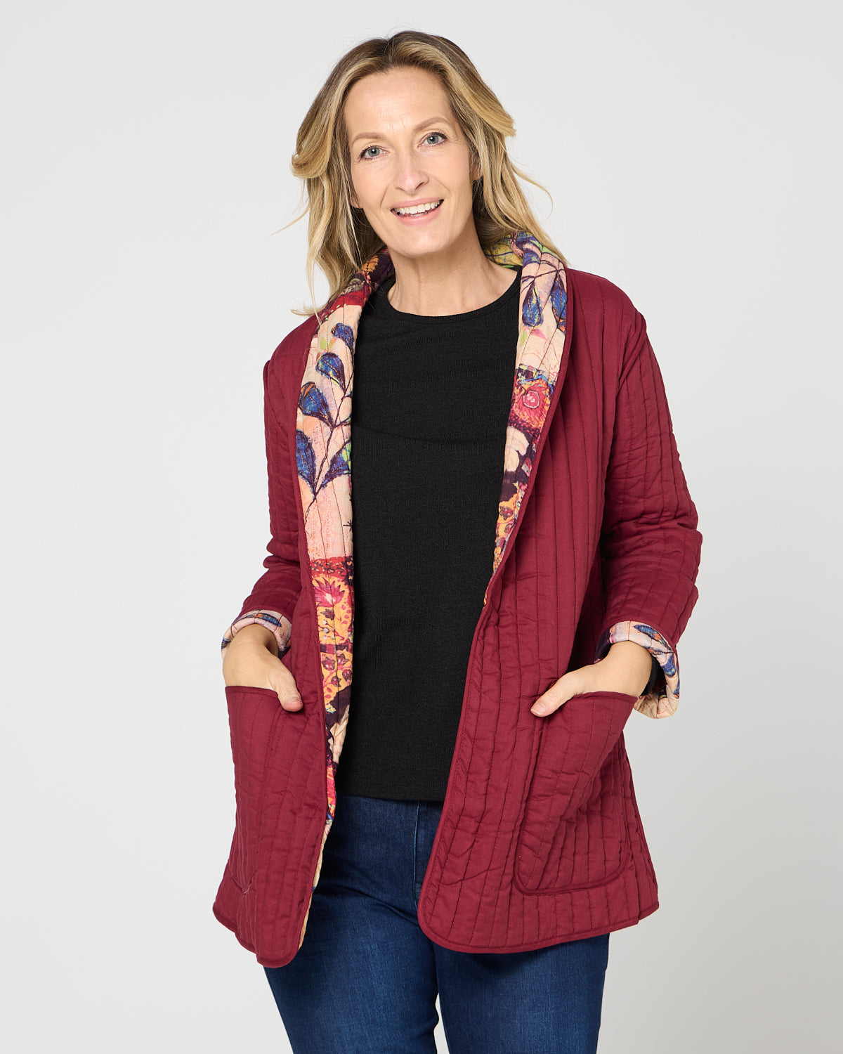 Quinn Reversible Quilted Jacket - Ruby Patchwork