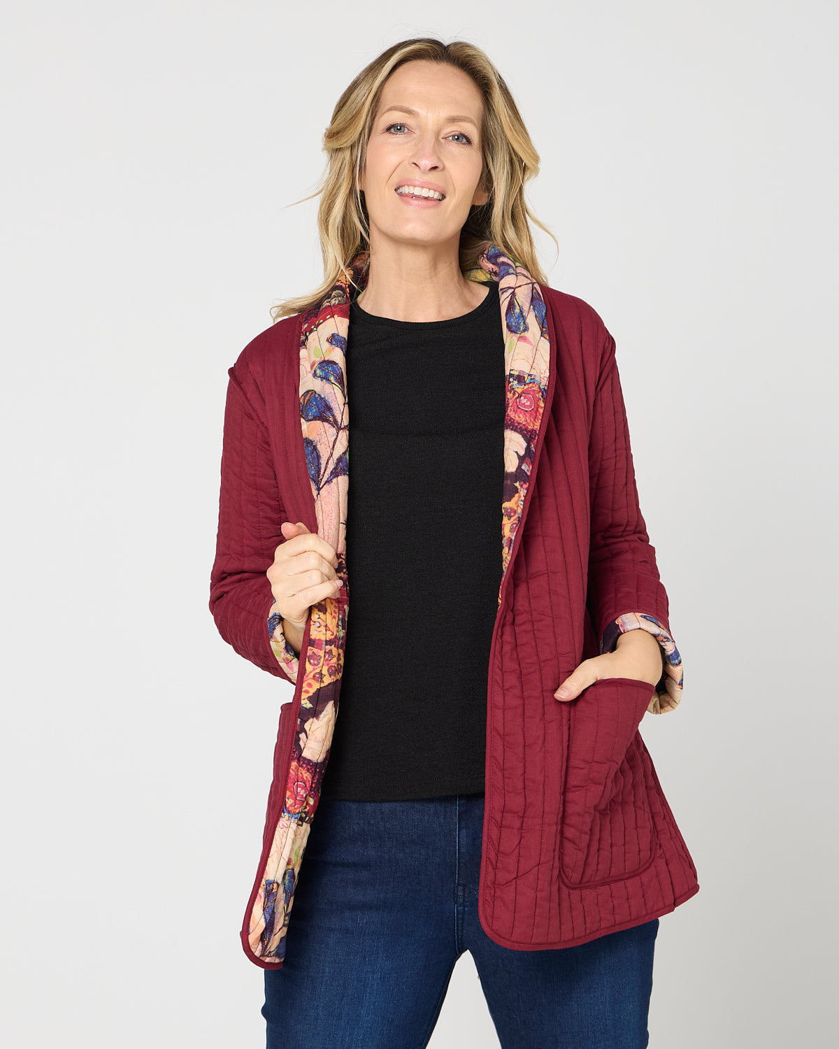 Quinn Reversible Quilted Jacket - Ruby Patchwork