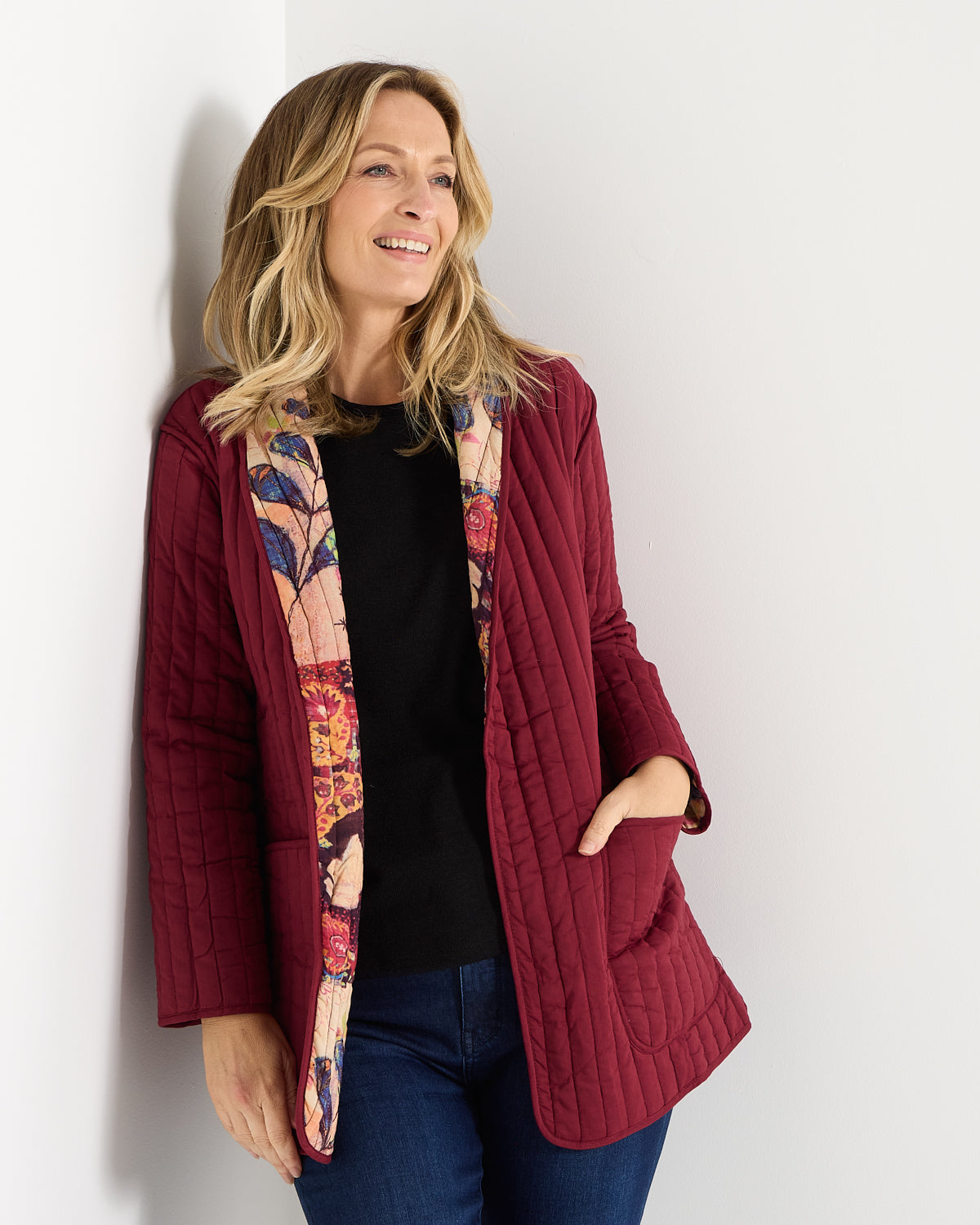 Quinn Reversible Quilted Jacket - Ruby Patchwork