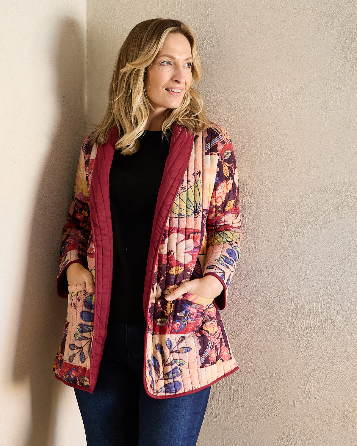 Quinn Reversible Quilted Jacket - Ruby Patchwork