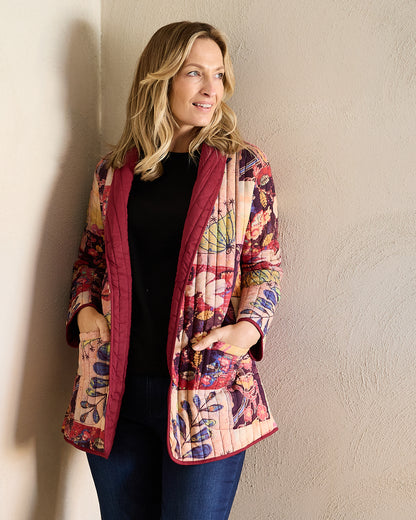 Quinn Reversible Quilted Jacket - Ruby Patchwork
