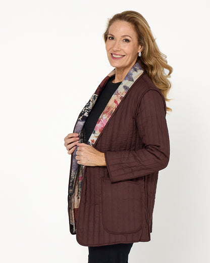 Quinn Reversible Quilted Jacket - Patchwork Mocha