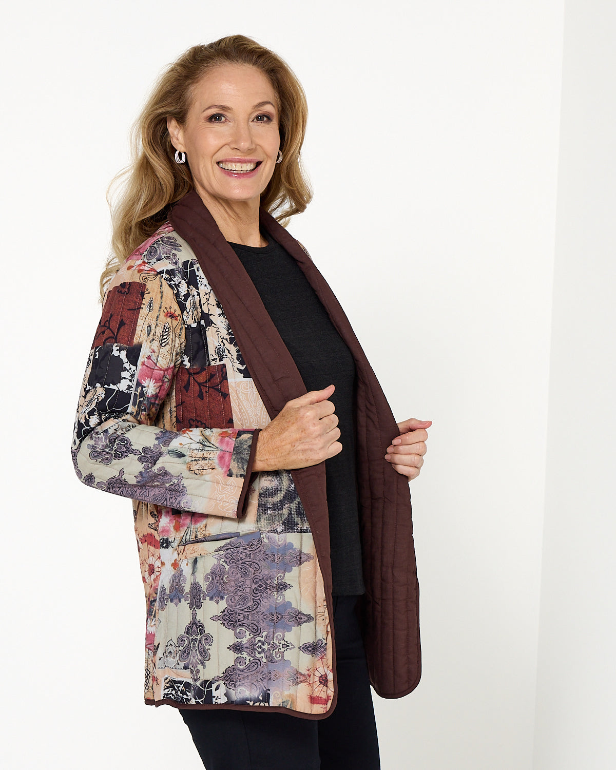 Quinn Reversible Quilted Jacket - Patchwork Mocha