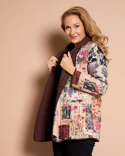 Quinn Reversible Quilted Jacket - Patchwork Mocha