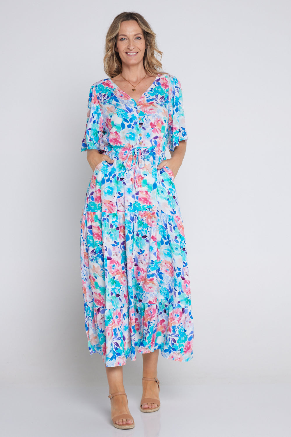 Quinn Maxi Dress - Blue/Rose Floral