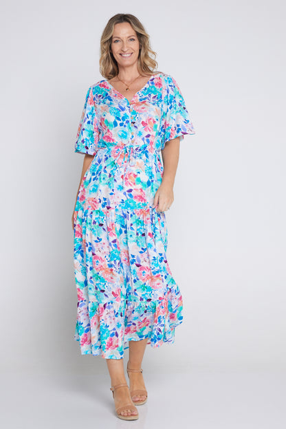 Quinn Maxi Dress - Blue/Rose Floral