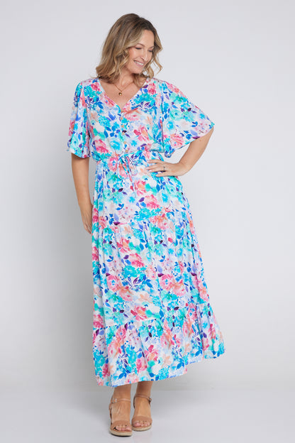 Quinn Maxi Dress - Blue/Rose Floral