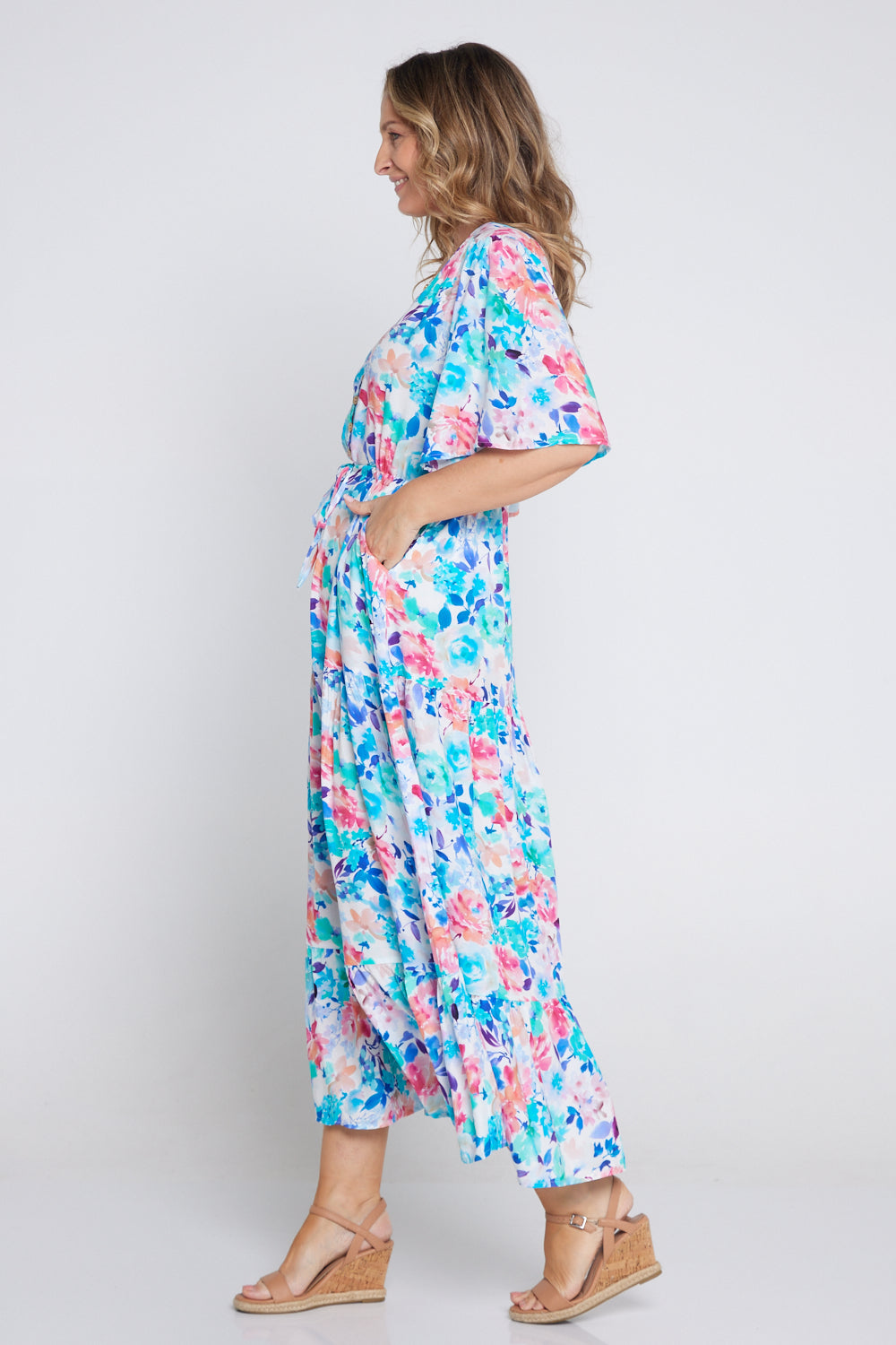 Quinn Maxi Dress - Blue/Rose Floral