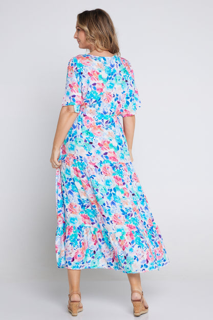 Quinn Maxi Dress - Blue/Rose Floral