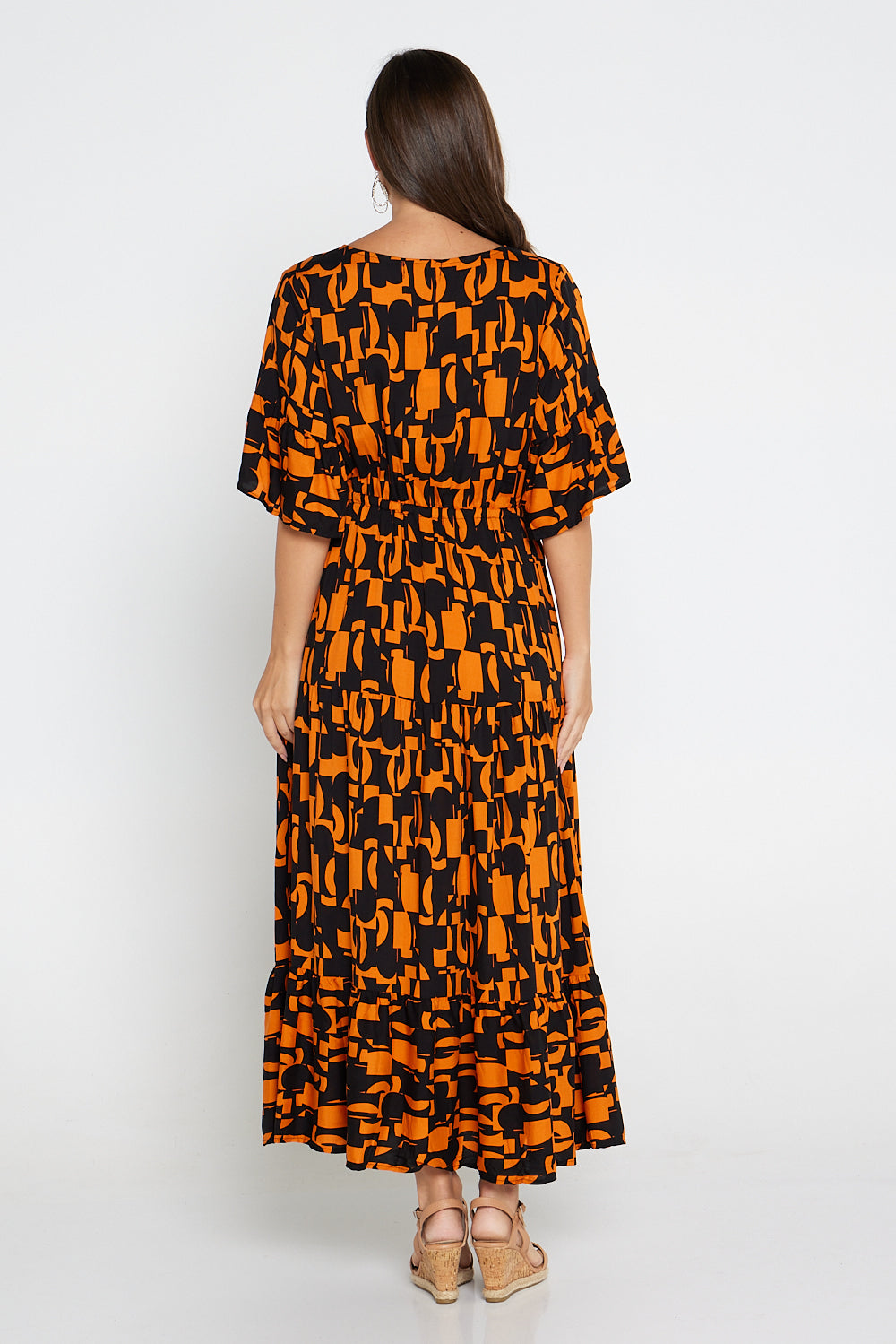 Orange and black maxi hot sale dress