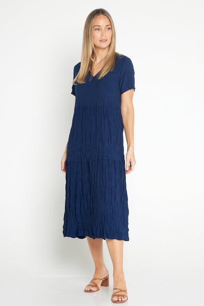 Stella Tiered Dress - Navy