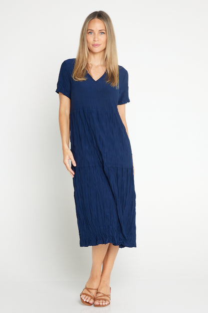 Stella Tiered Dress - Navy