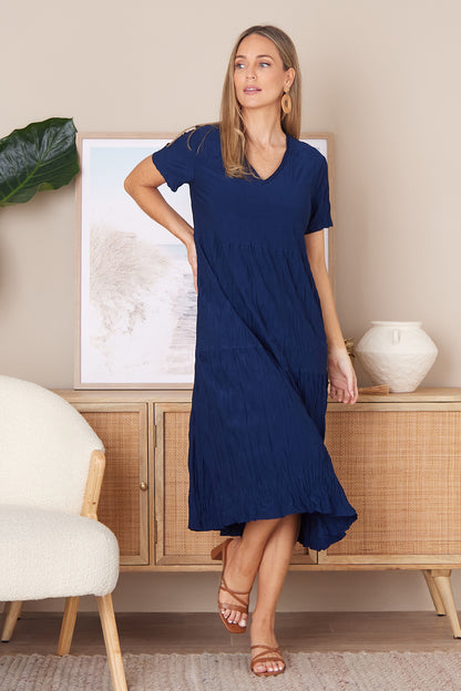 Stella Tiered Dress - Navy