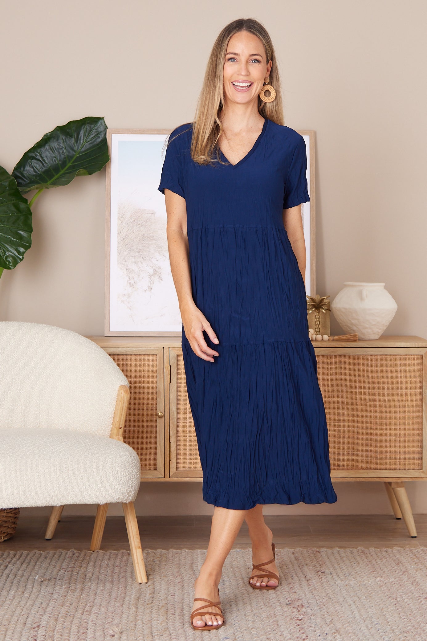 Stella Tiered Dress - Navy