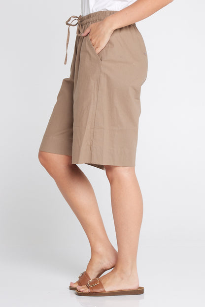 Zhuri Linen & Cotton Shorts - Bark