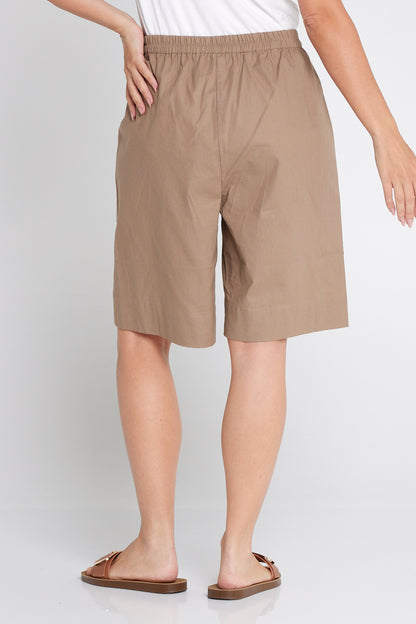 Zhuri Linen & Cotton Shorts - Bark