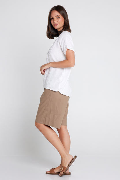 Zhuri Linen & Cotton Shorts - Bark