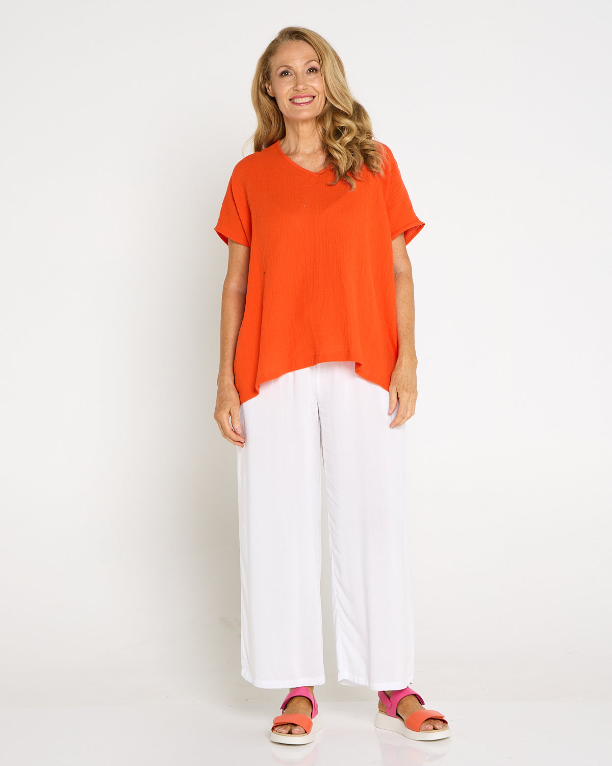 Maldives Cotton Muslin Top - Orange