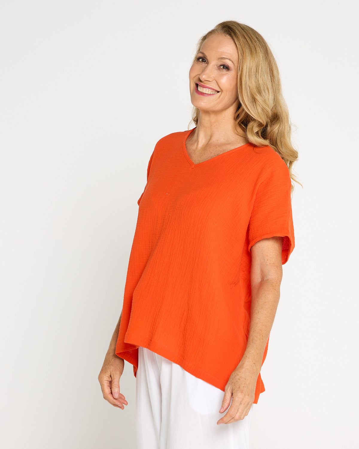 Maldives Cotton Muslin Top - Orange