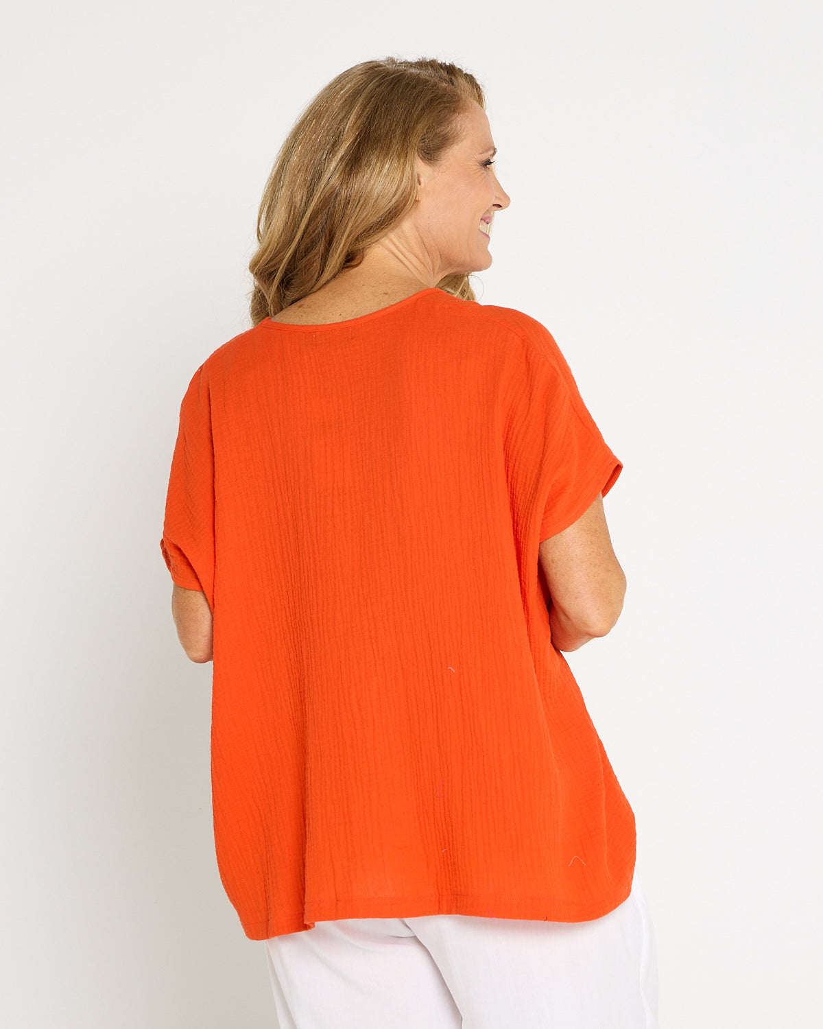 Maldives Cotton Muslin Top - Orange