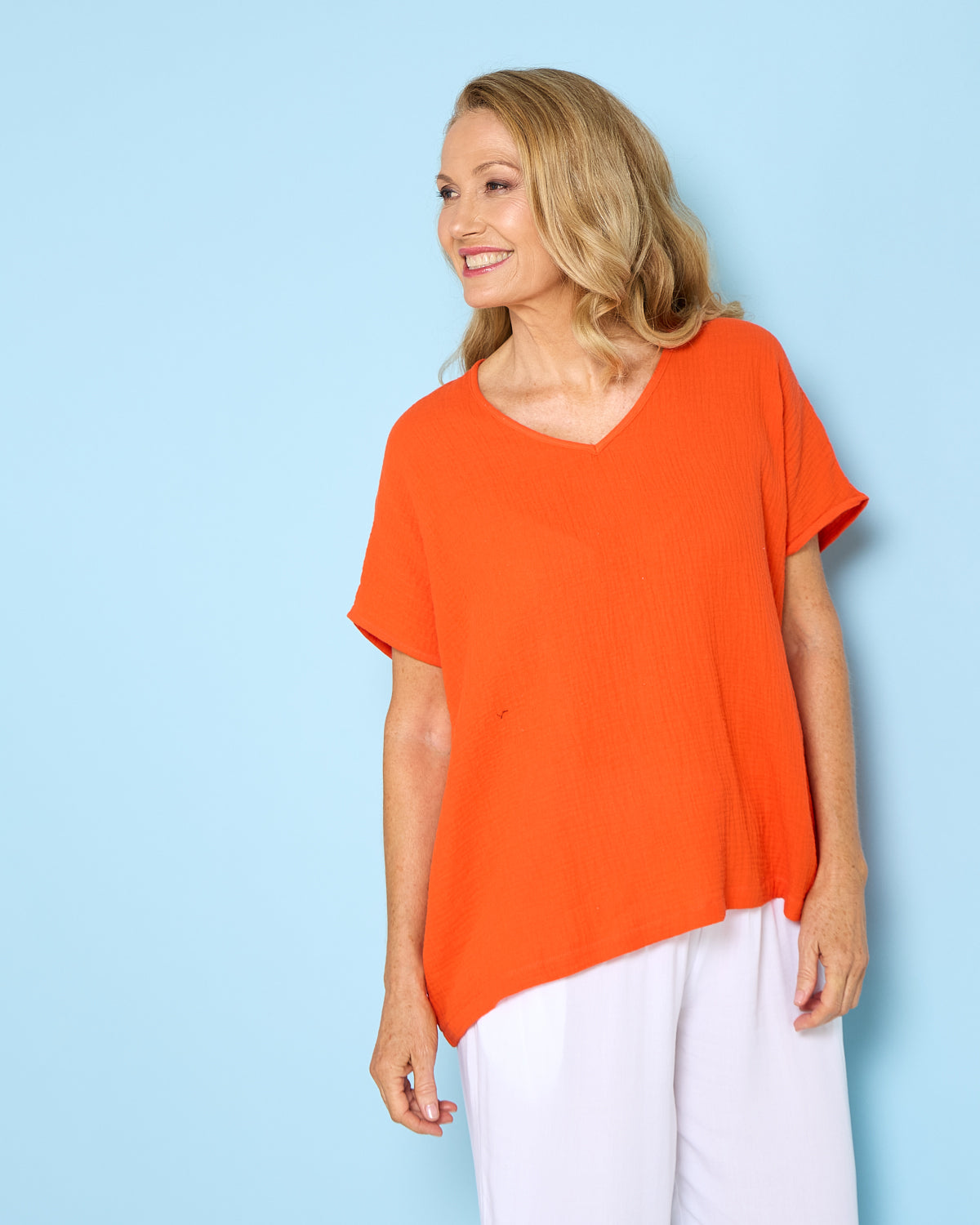 Maldives Cotton Muslin Top - Orange