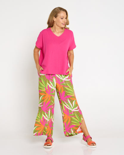 Maldives Cotton Muslin Top - Hot Pink