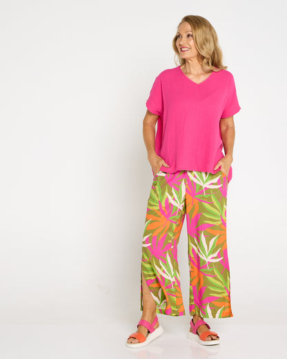 Maldives Cotton Muslin Top - Hot Pink