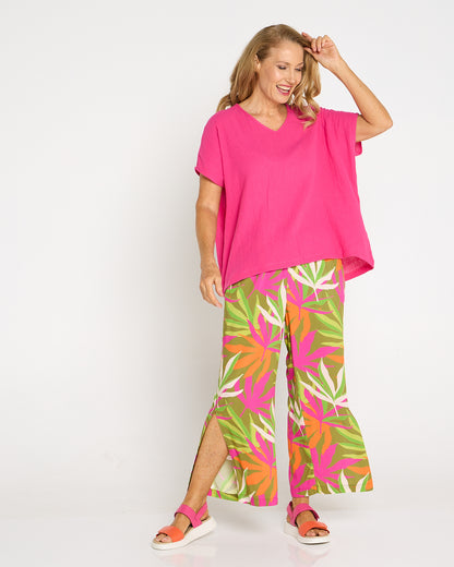 Maldives Cotton Muslin Top - Hot Pink