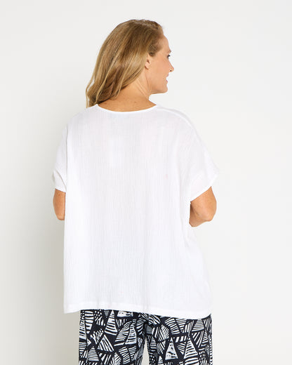 Maldives Cotton Muslin Top - White