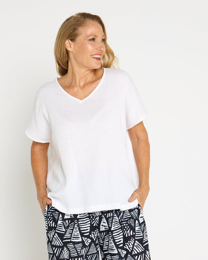 Maldives Cotton Muslin Top - White