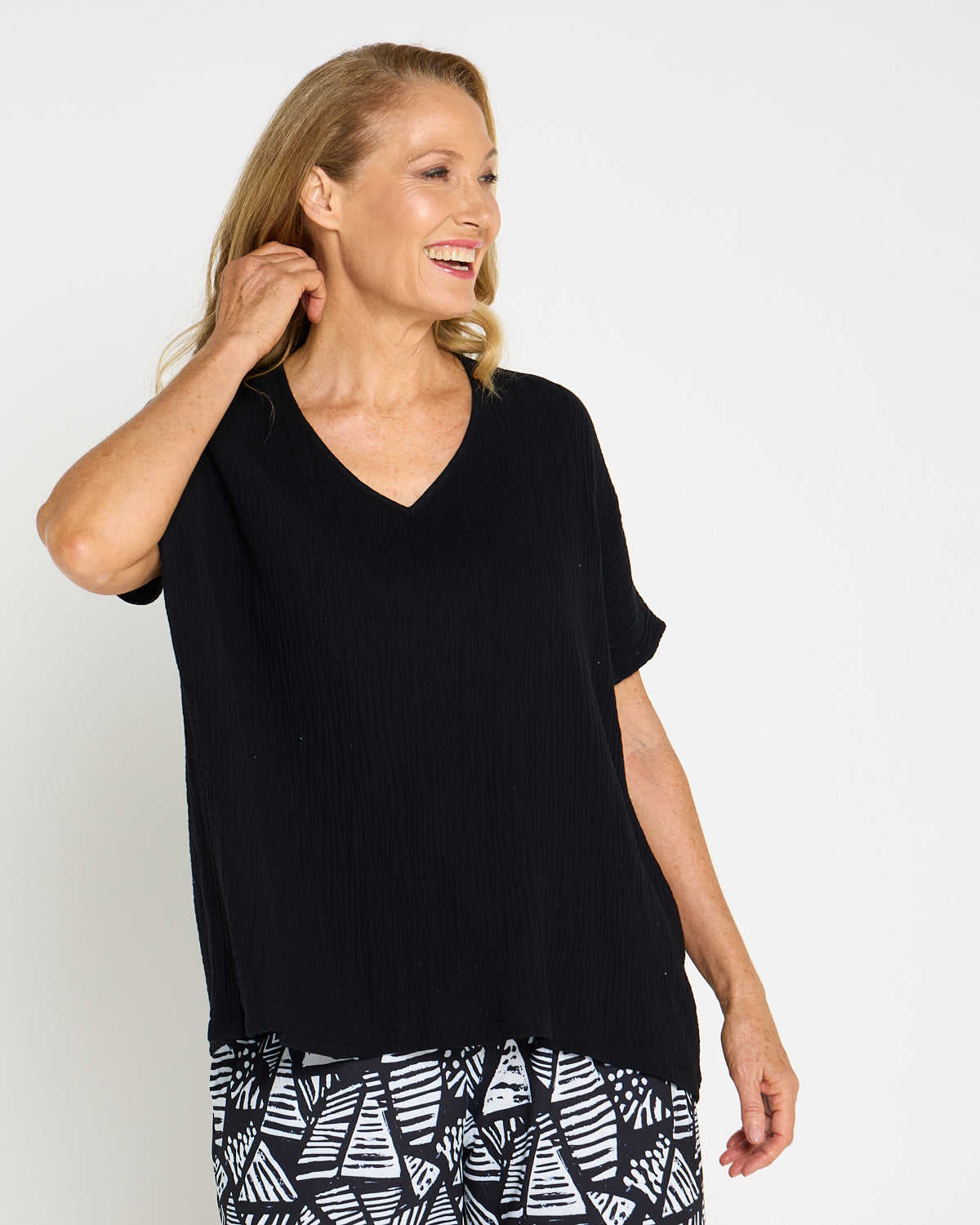 Maldives Cotton Muslin Top - Black