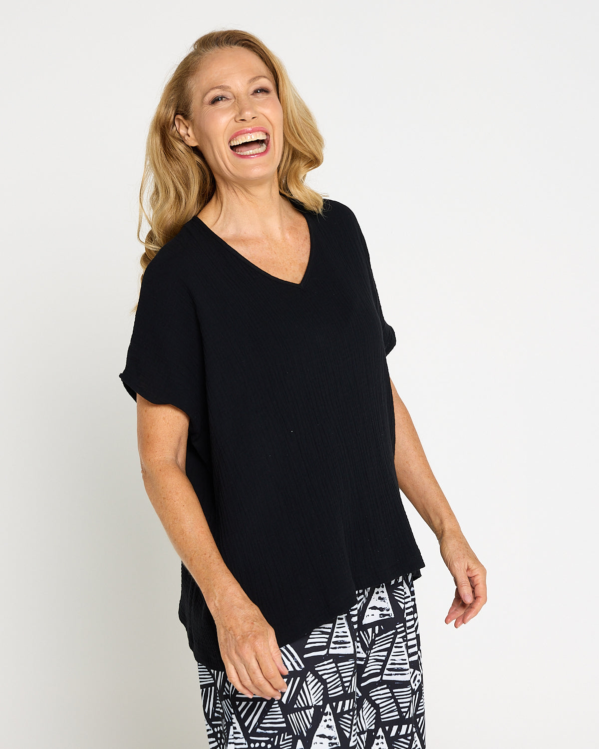Maldives Cotton Muslin Top - Black