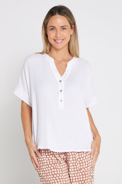 Gracie Cotton Muslin Top - White