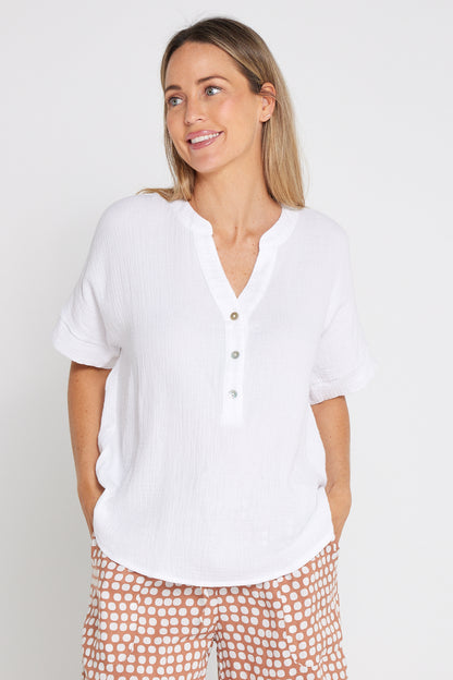 Gracie Cotton Muslin Top - White