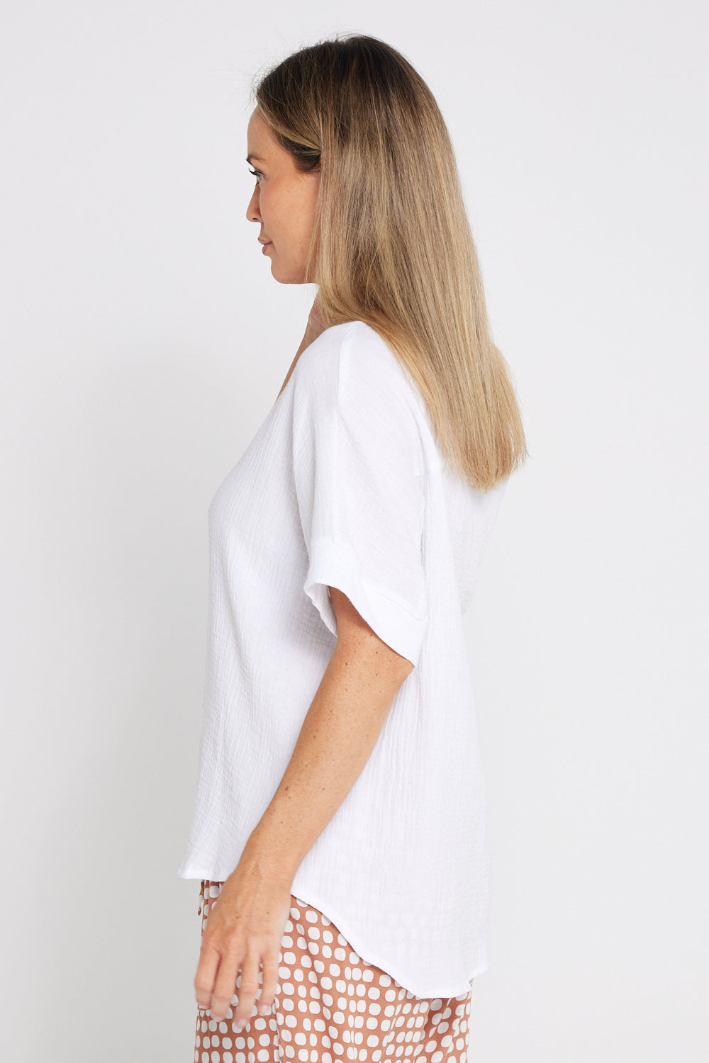 Gracie Cotton Muslin Top - White