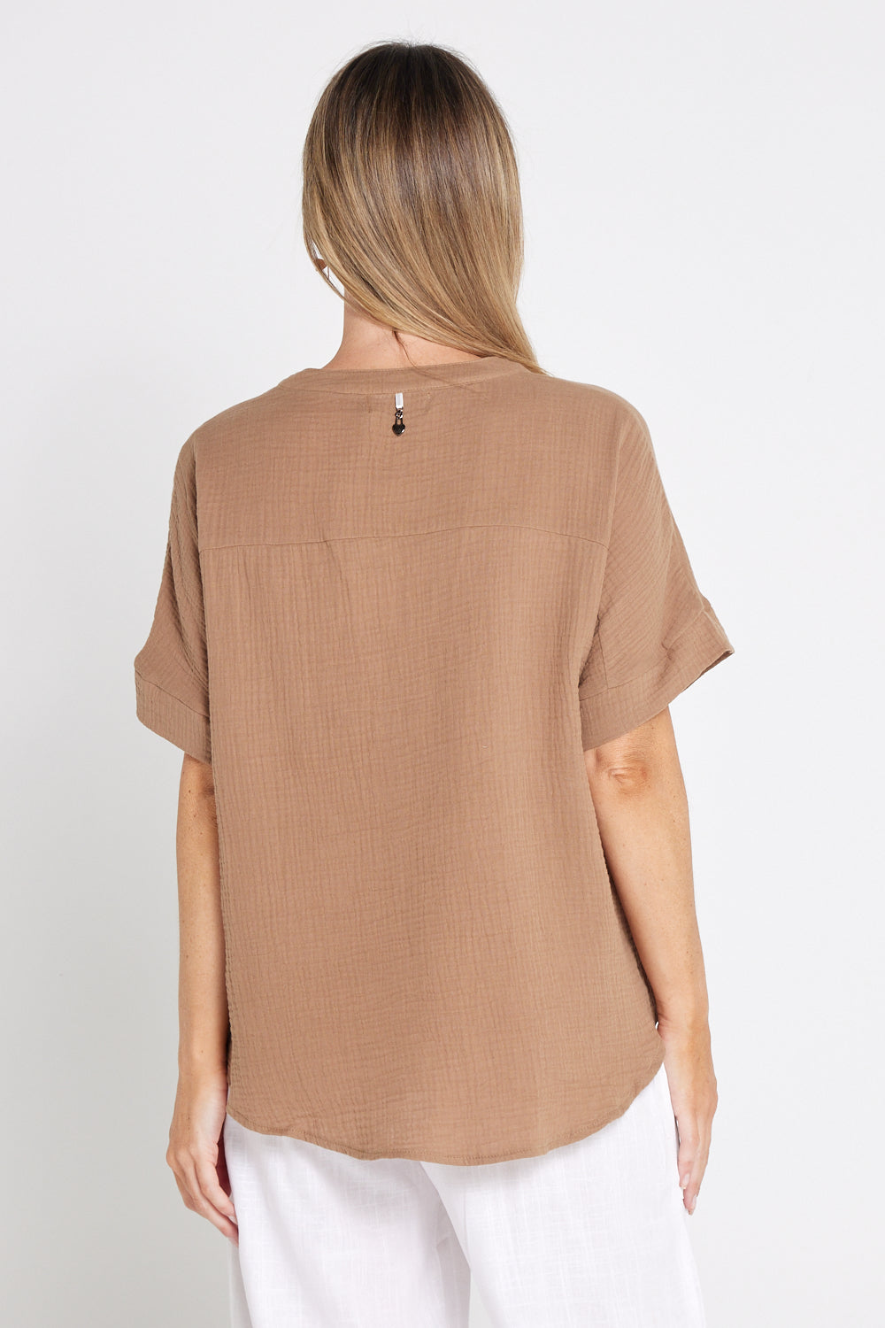 Gracie Cotton Muslin Top - Bark