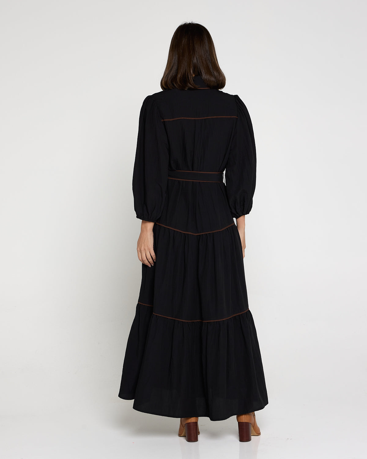 Manhattan Maxi Shirt Dress - Black/Choc